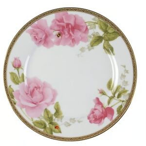 New Charter Club Salad Plate Fashion Rose Buffet Gold Pink Roses Ladybug Bee